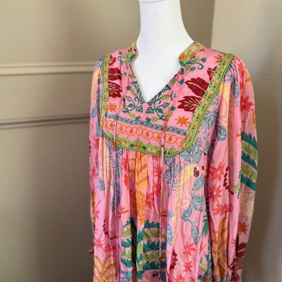 NWT FARM RIO Pink Fruits Queen Scarf Midi Dress Sz XS $295 - Picture 4 of 9